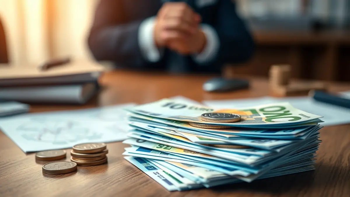 Generic image of money and official documents, representing financial tension.