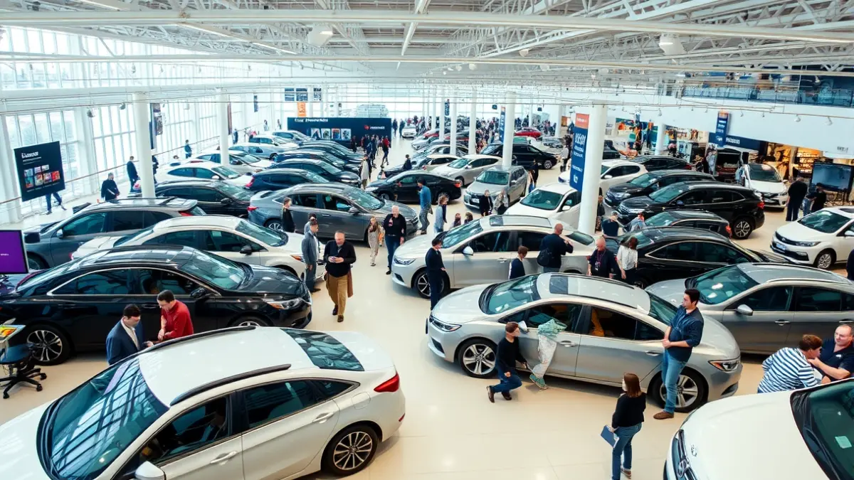 Imatge genèrica d'una fira de vehicles d'ocasió amb molta afluència de públic.