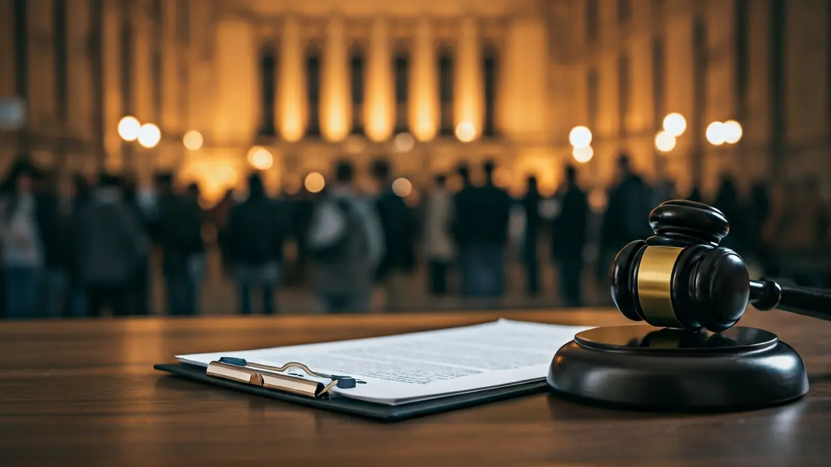 Imagen genérica de un documento legal con un mazo de juez sobre una mesa de madera, sugiriendo una investigación.