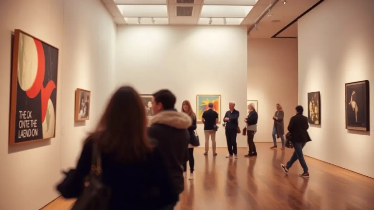 Imatge genèrica d'una sala d'exposicions amb obres d'art contemporani i visitants.