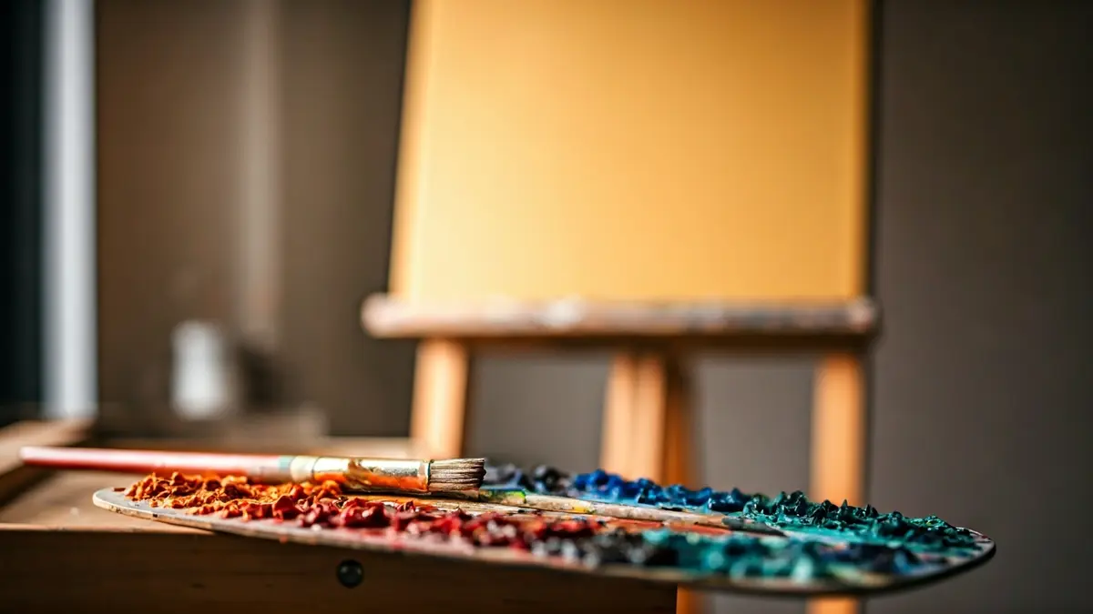 Generic image of a paintbrush and a color palette, evoking an art studio.