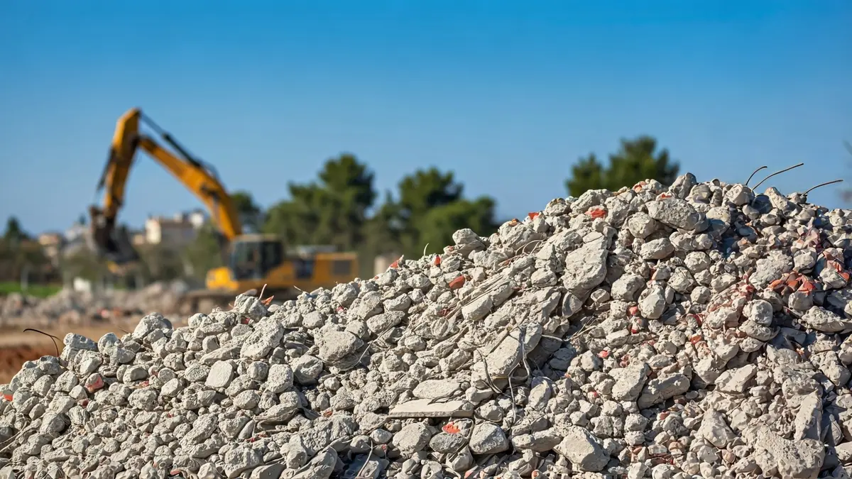Imatge d'enderrocs i residus de construcció en un punt d'acopi.