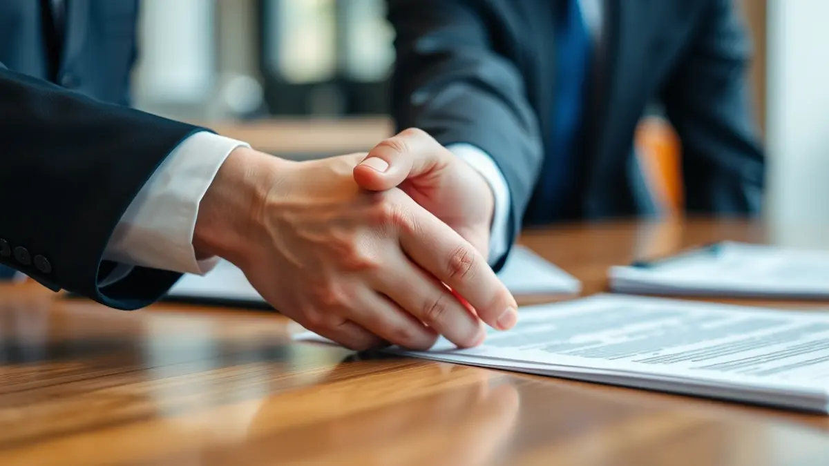 Generic image of a work meeting with hands shaking.