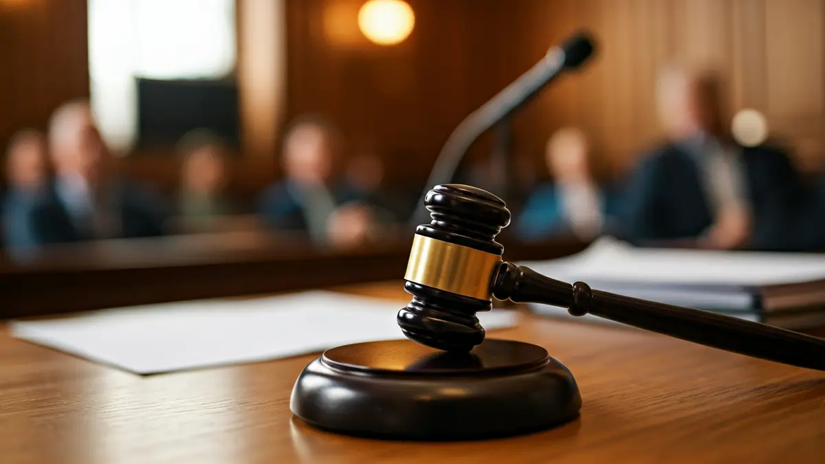 Generic image of a judge's gavel on a wooden desk in a courtroom.