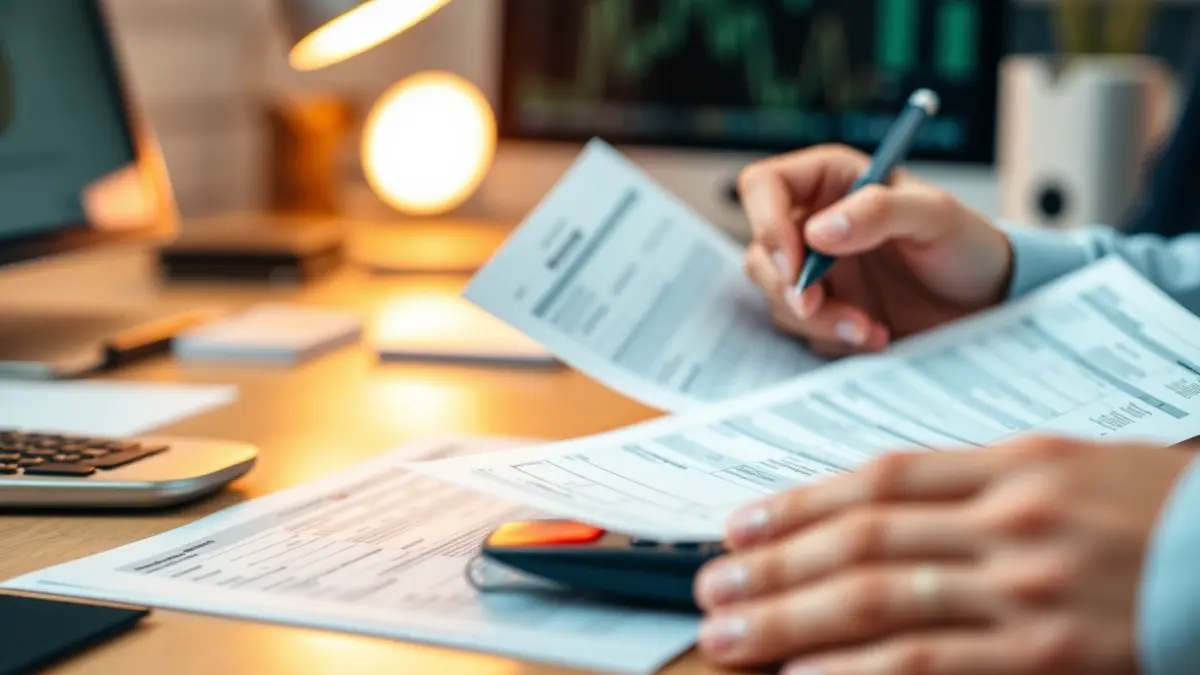 Generic image of hands filling out tax forms.