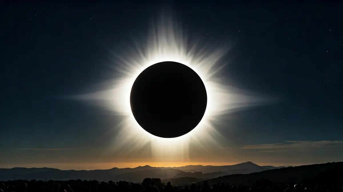 Imatge genèrica d'un eclipsi solar parcial, amb el sol enfosquit per la lluna en un cel fosc.