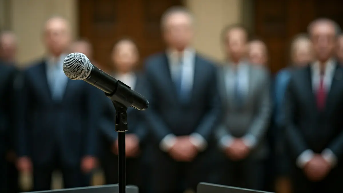 Imatge genèrica d'un micròfon en un faristol, representant una roda de premsa o declaració oficial.