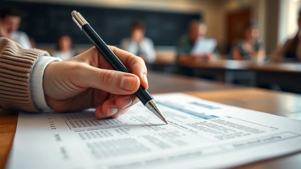 Imatge genèrica d'una mà escrivint en un examen, simbolitzant les proves de certificació de valencià.