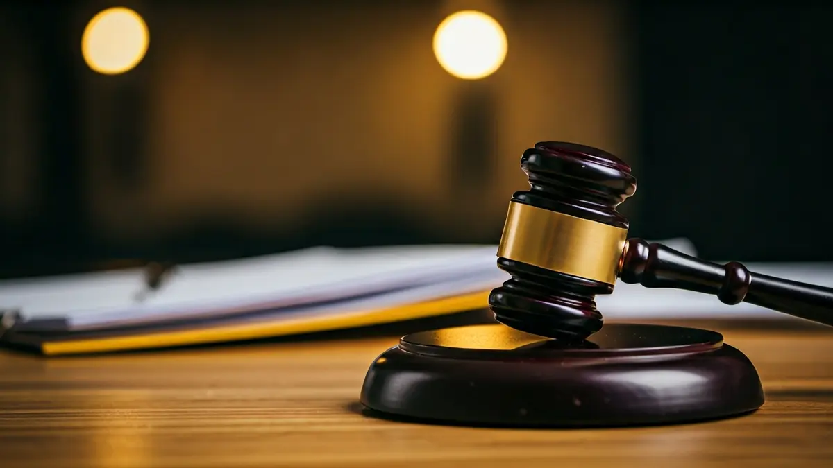 Imatge genèrica d'un martell de jutge sobre una taula amb documents legals.