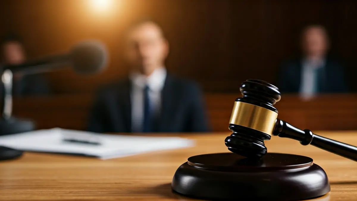 Generic image of a judge's gavel on a desk in a courtroom.