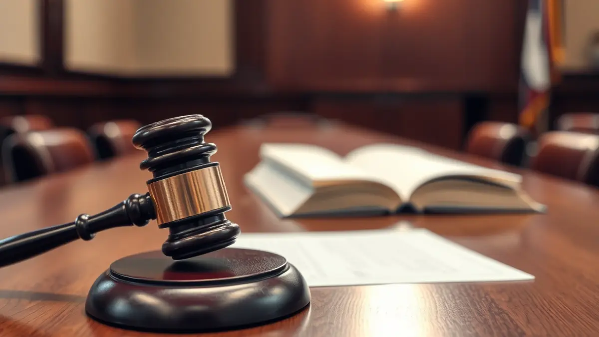 Generic image of a judge's gavel on a wooden desk in a courtroom.