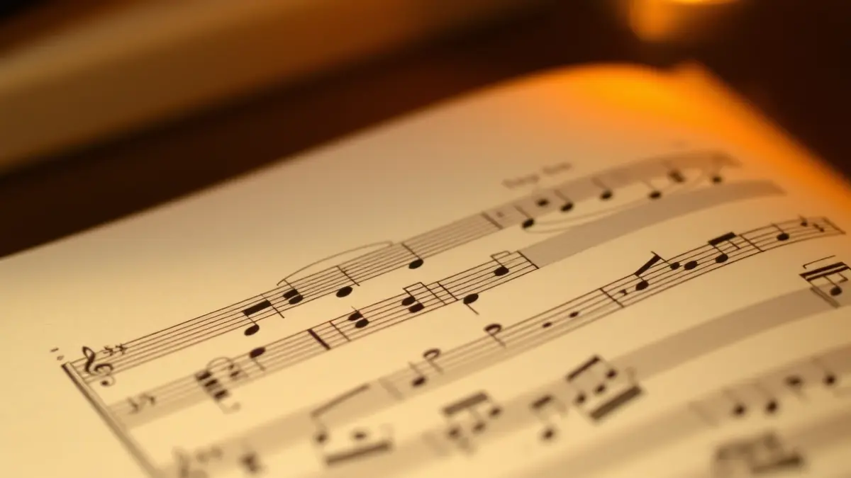 Imatge genèrica d'una partitura musical amb notes i pentagrames, il·luminada per una llum càlida i suau.