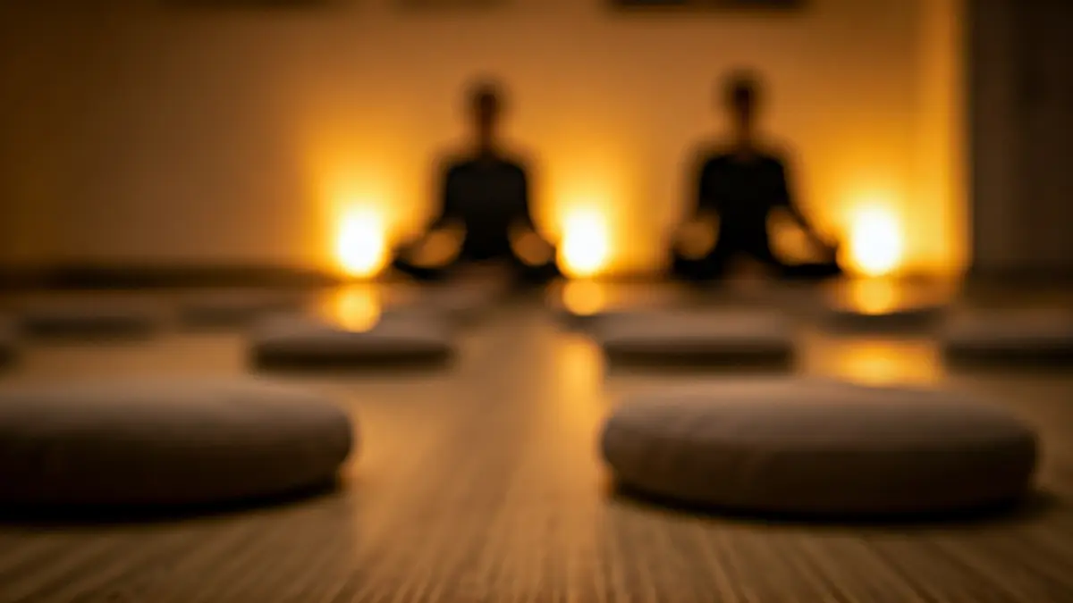 Generic image of a meditation room with cushions and soft light.