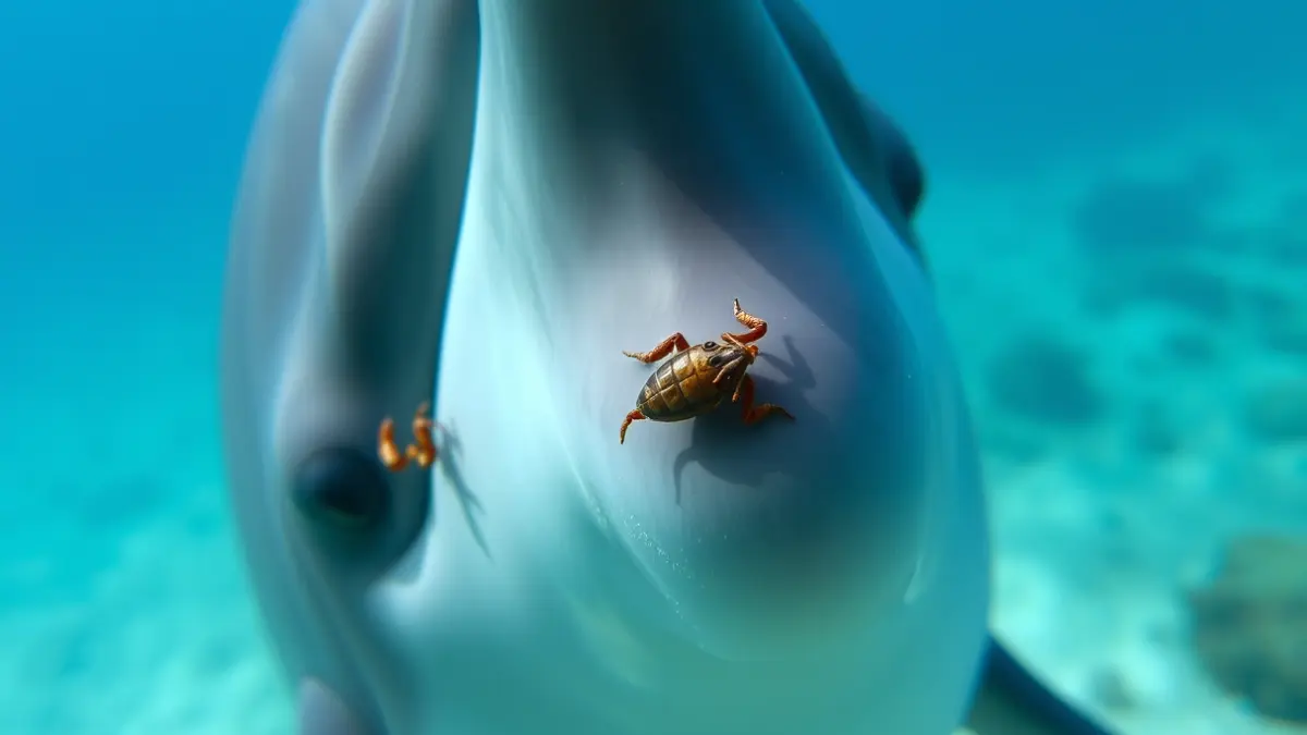 Imagen de un delfín con crustáceos adheridos a su piel, clave para el estudio de epidemias en el Mediterráneo.