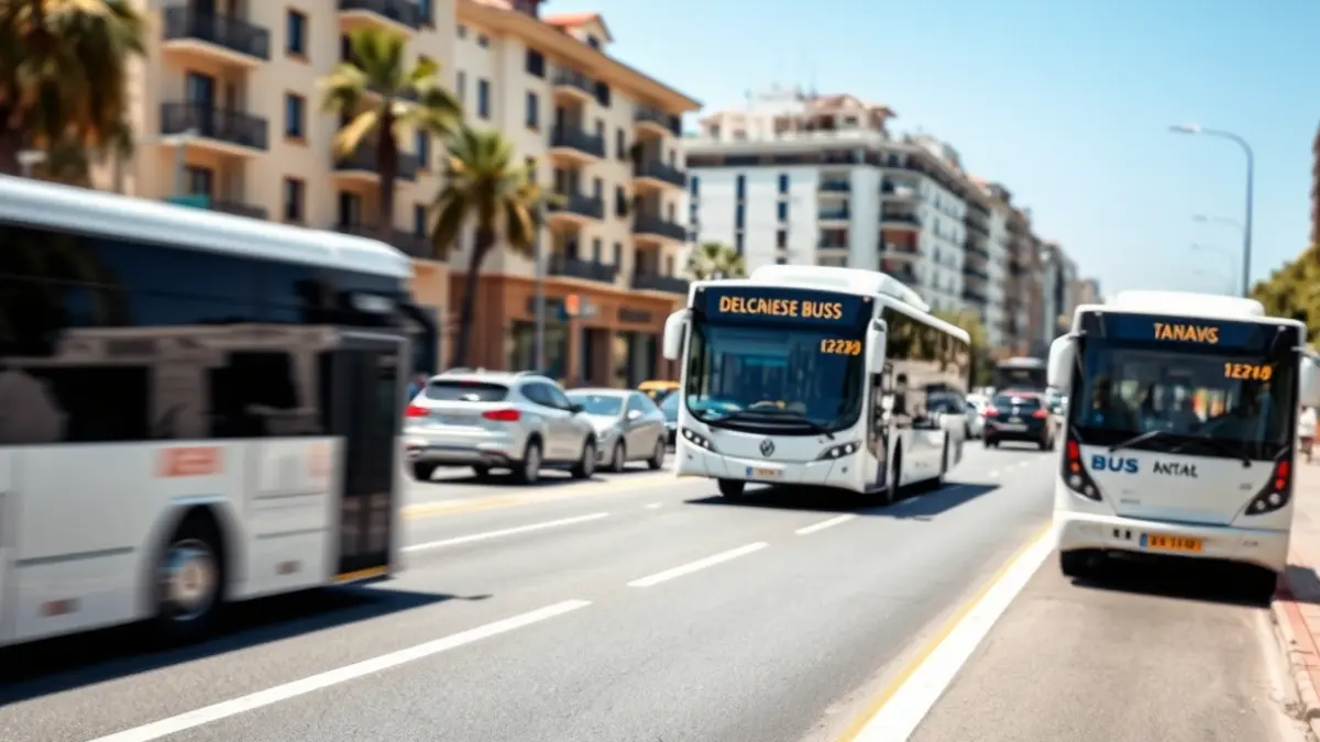 Imagen genérica de una plataforma exclusiva para autobuses en un entorno urbano mediterráneo.
