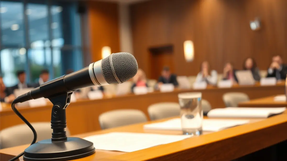 Generic image of a microphone on a podium, representing local political debate.