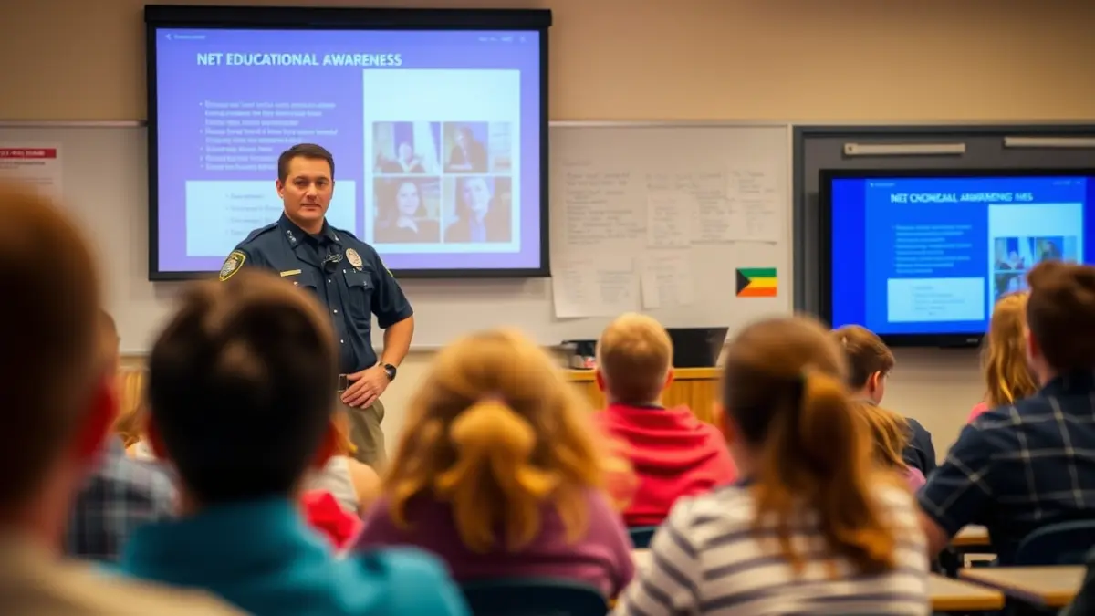 Generic image of a local police talk in a high school about gender violence.