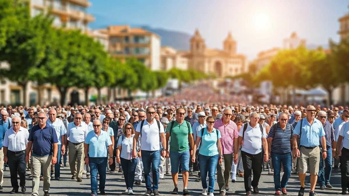 Imatge de la Romeria de la Santa Faç en Alacant, amb romers caminant per un carrer.
