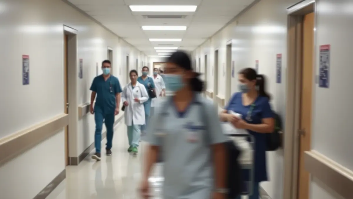 Imatge genèrica d'un corredor d'hospital amb personal mèdic i pacients desenfocats.