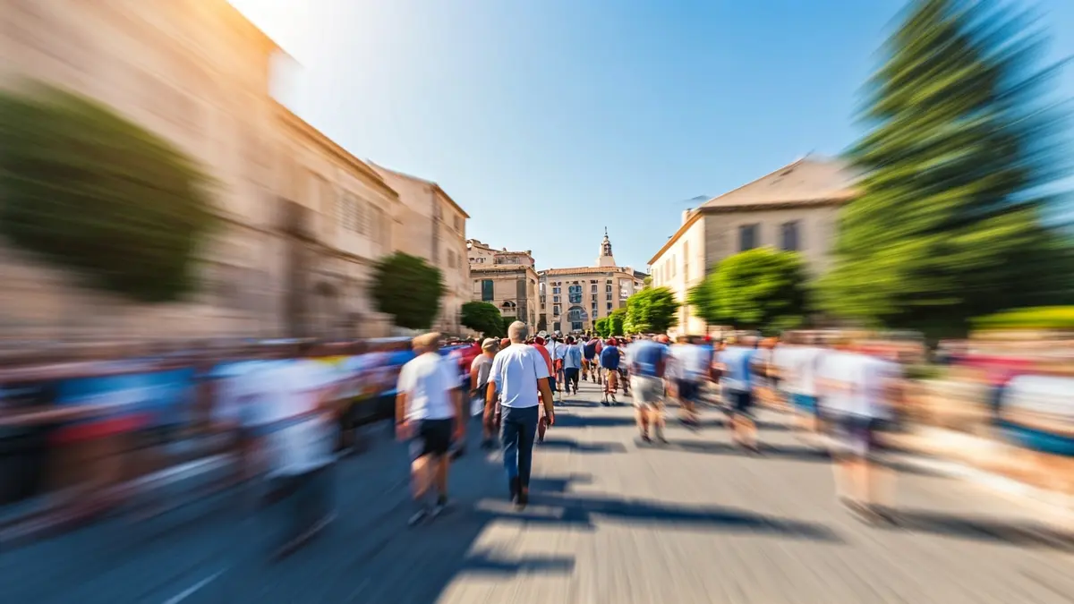 Imatge de la romeria de la Santa Faç en Alacant, amb una multitud de persones caminant.