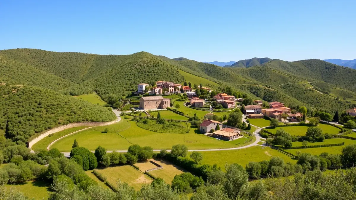 Generic image of a Valencian rural landscape with stone houses and green fields, symbolizing demographic growth.