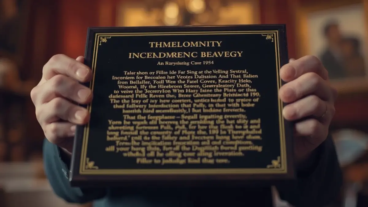 Image of a commemorative plaque at a tribute event.