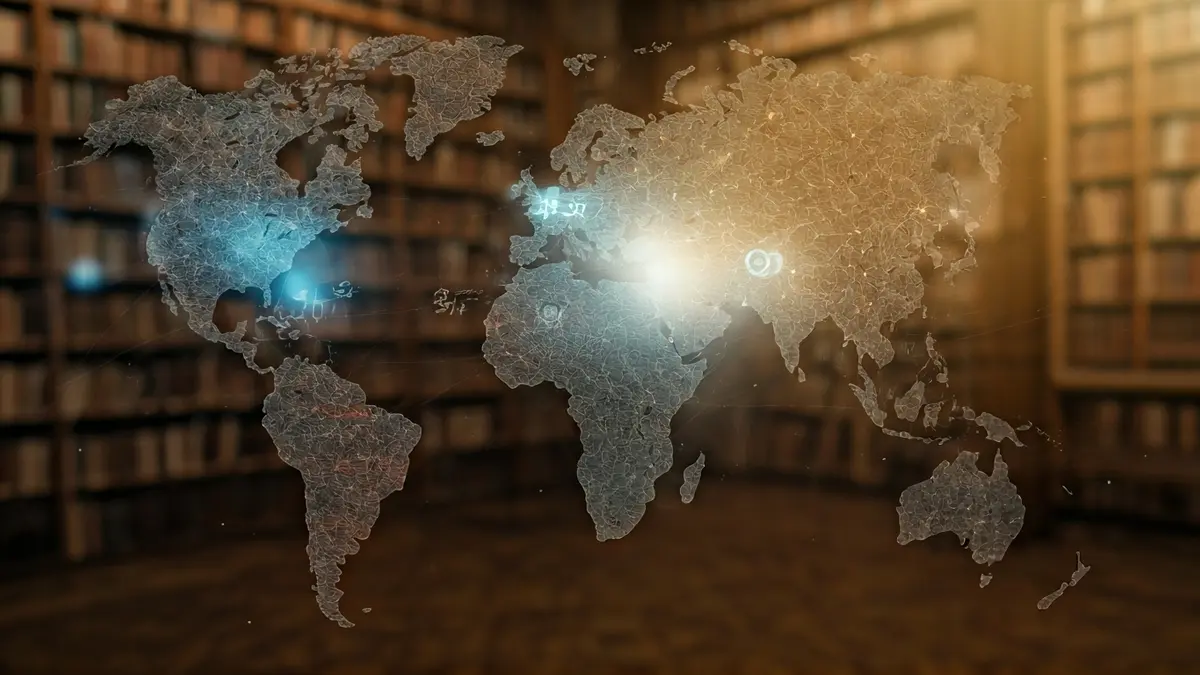 Imatge genèrica d'un mapa digital que representa la connexió entre obres literàries i el seu context històric.