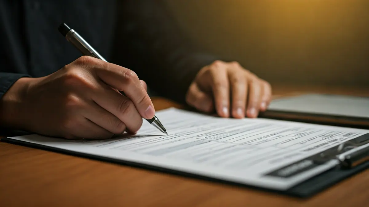 Generic image of a hand with a pen over a job application form.