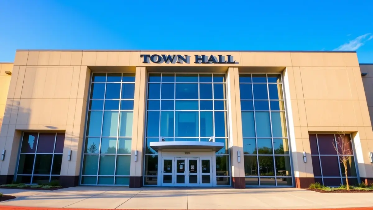 Façana de l'ajuntament d'Almassora, amb llum de la vesprada.