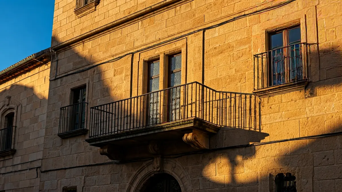 Façana de l'Ajuntament d'Altea amb balcons de ferro forjat i llum solar.
