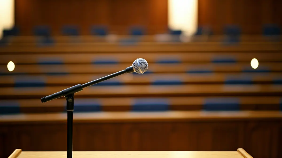 Imagen genérica de un micrófono en un atril, simbolizando un debate político o una moción de confianza.