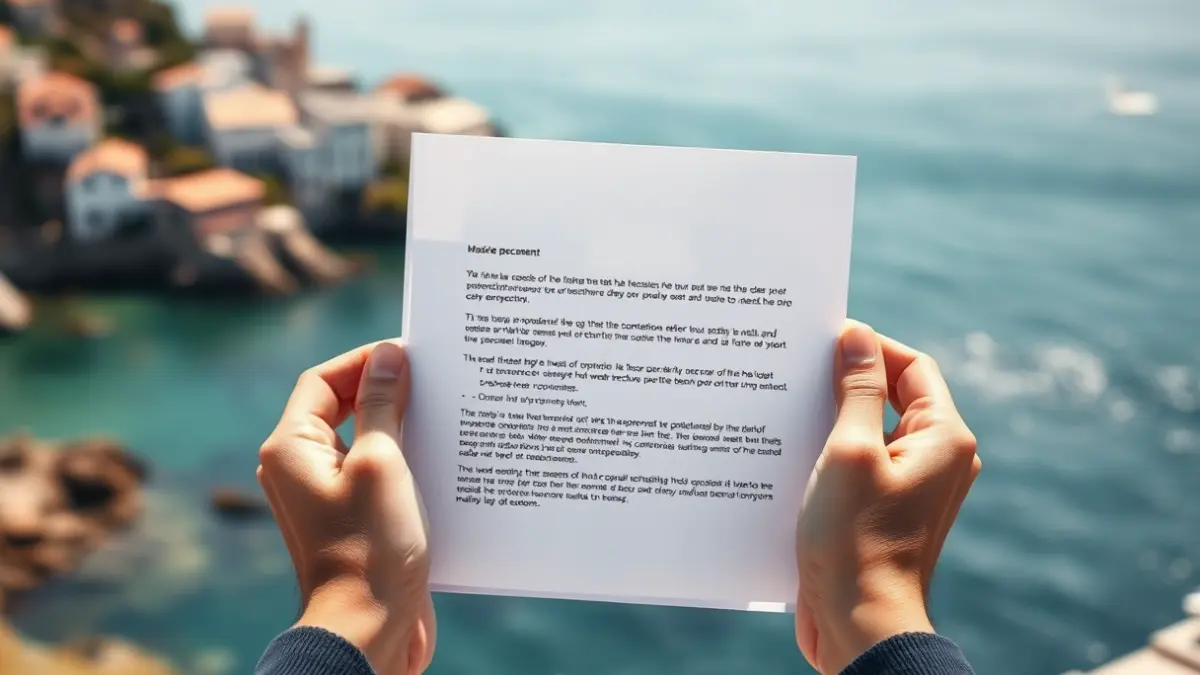 Imagen genérica de una carta o documento oficial, con un paisaje costero mediterráneo de fondo.