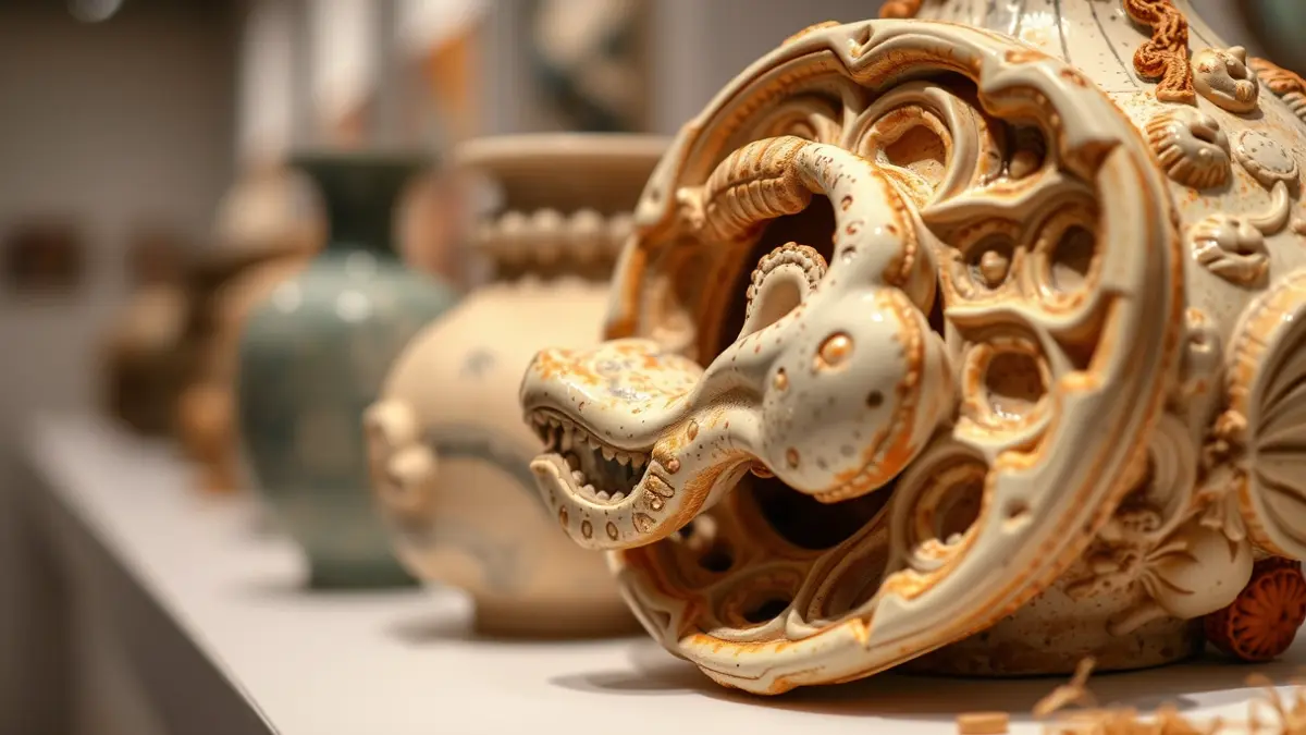 Generic image of a contemporary ceramic artwork, highlighting its technique and detail.