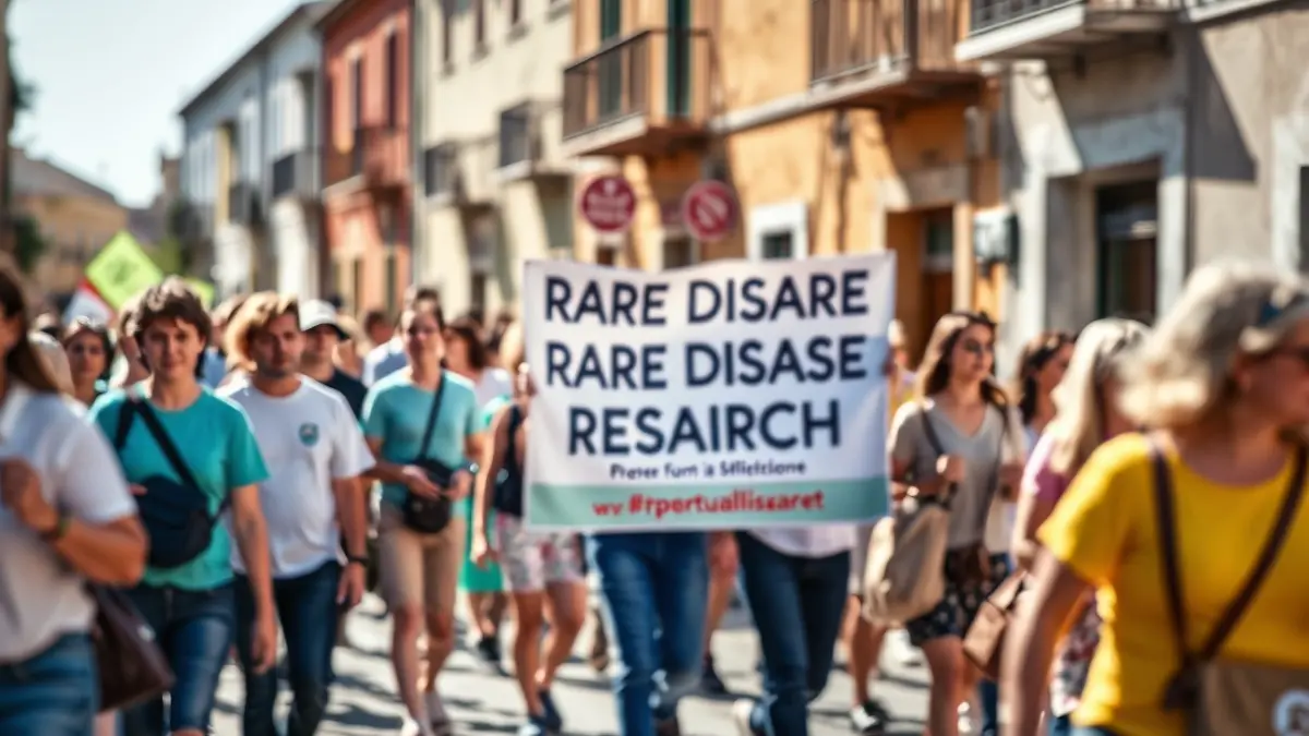 Imatge genèrica d'una marxa solidària per a la investigació de malalties minoritàries en un poble mediterrani.