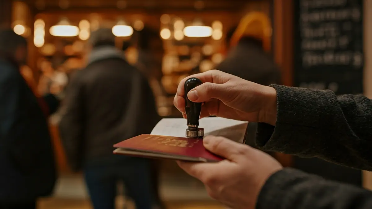 Imatge genèrica d'una mà segellant un passaport de compra en un comerç local.