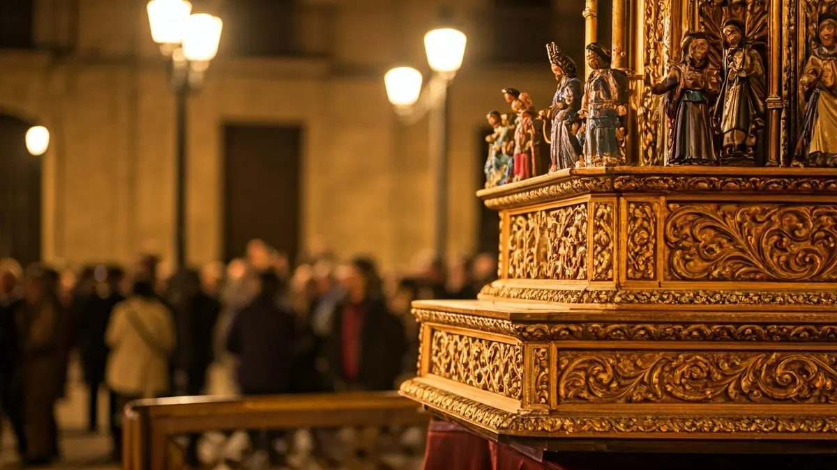 Image of a Saint Vincent Ferrer altar with traditional figures and decoration.