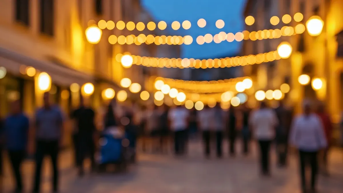Imagen genérica de un ambiente festivo con gente y decoraciones de colores.