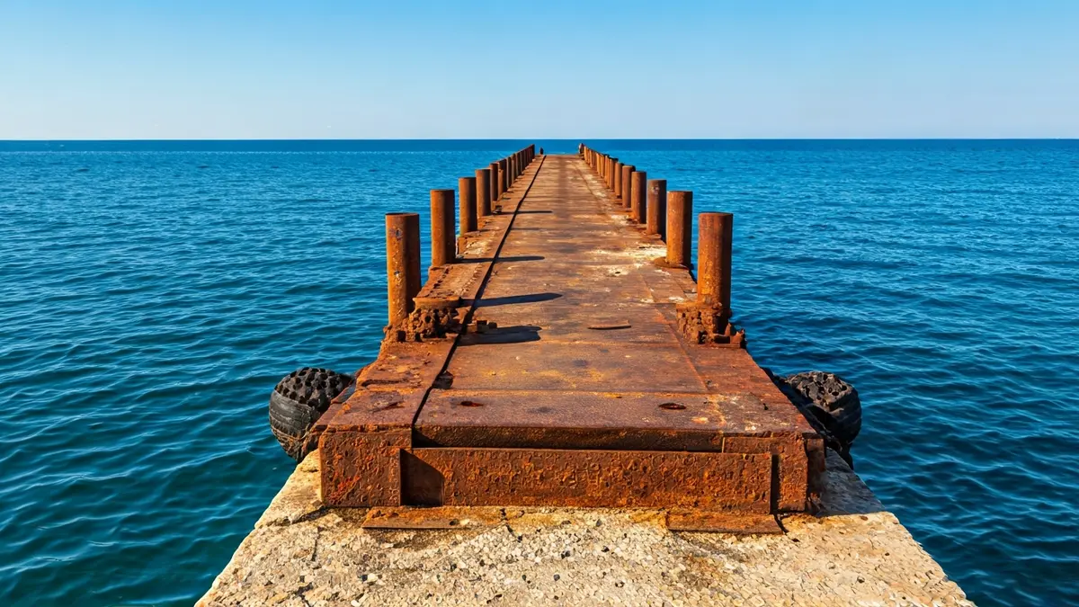 Image of an industrial pier structure over water.