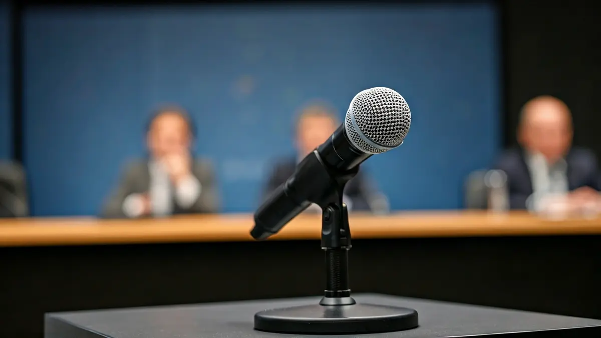 Generic image of a microphone on a podium, symbolizing a political debate or public appearance.