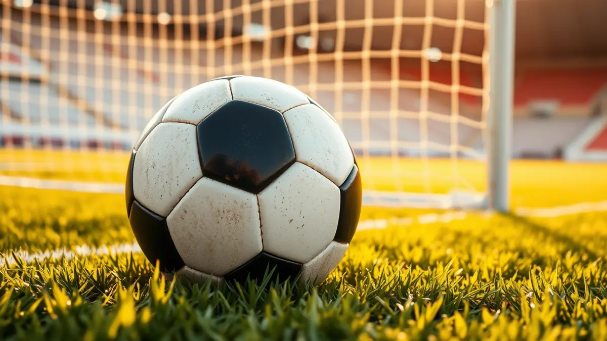 Generic image of a soccer ball on a stadium pitch.