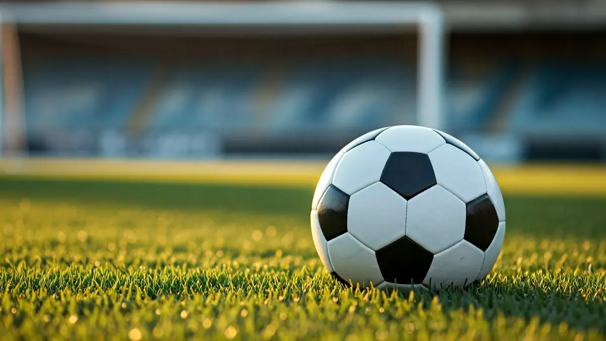 Generic image of a soccer ball on stadium grass.