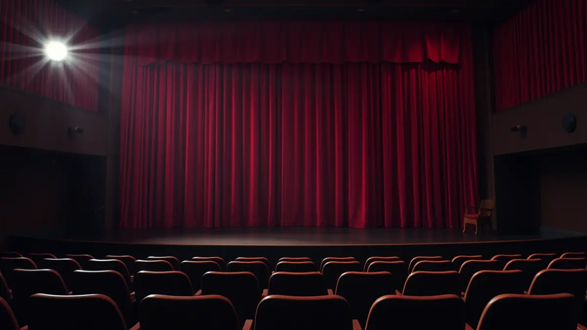 Imatge genèrica d'un escenari de teatre amb cortines roges i un focus de llum.