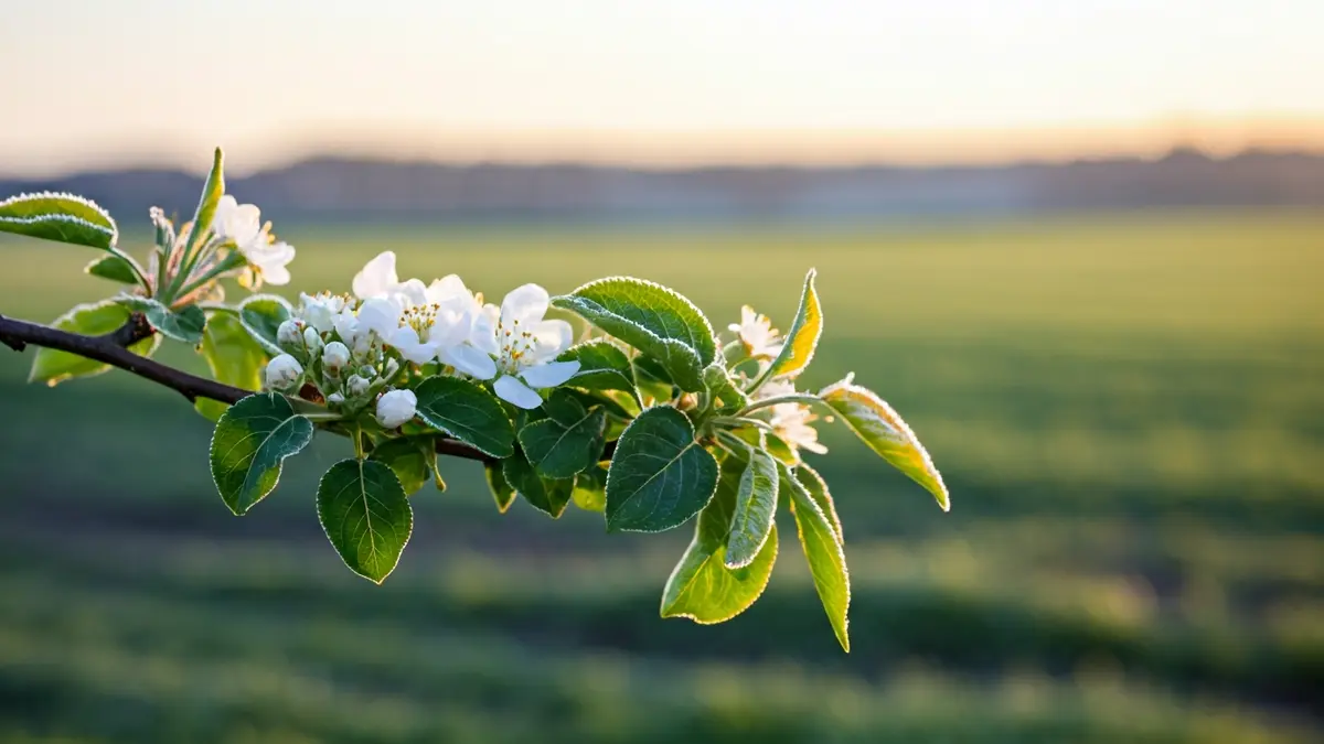Image of fruit tree buds and blossoms affected by late frosts.