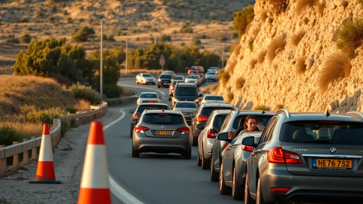 Imatge genèrica d'un embós de trànsit en una carretera amb obres.