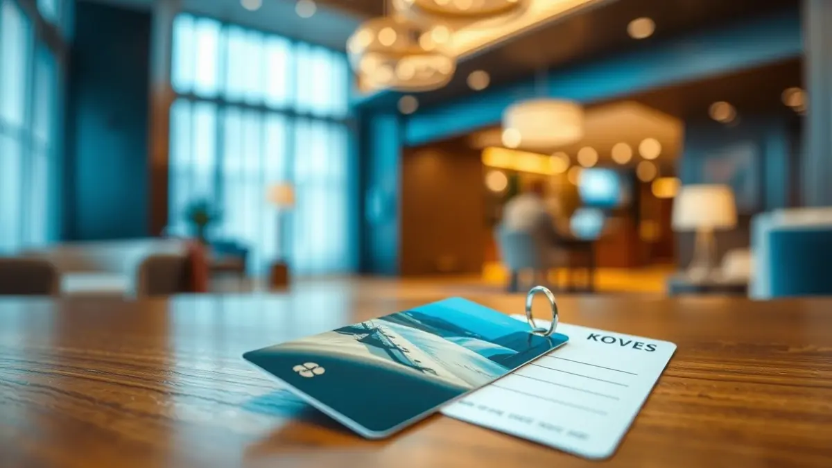 Generic image of a hotel room key card on a wooden surface.