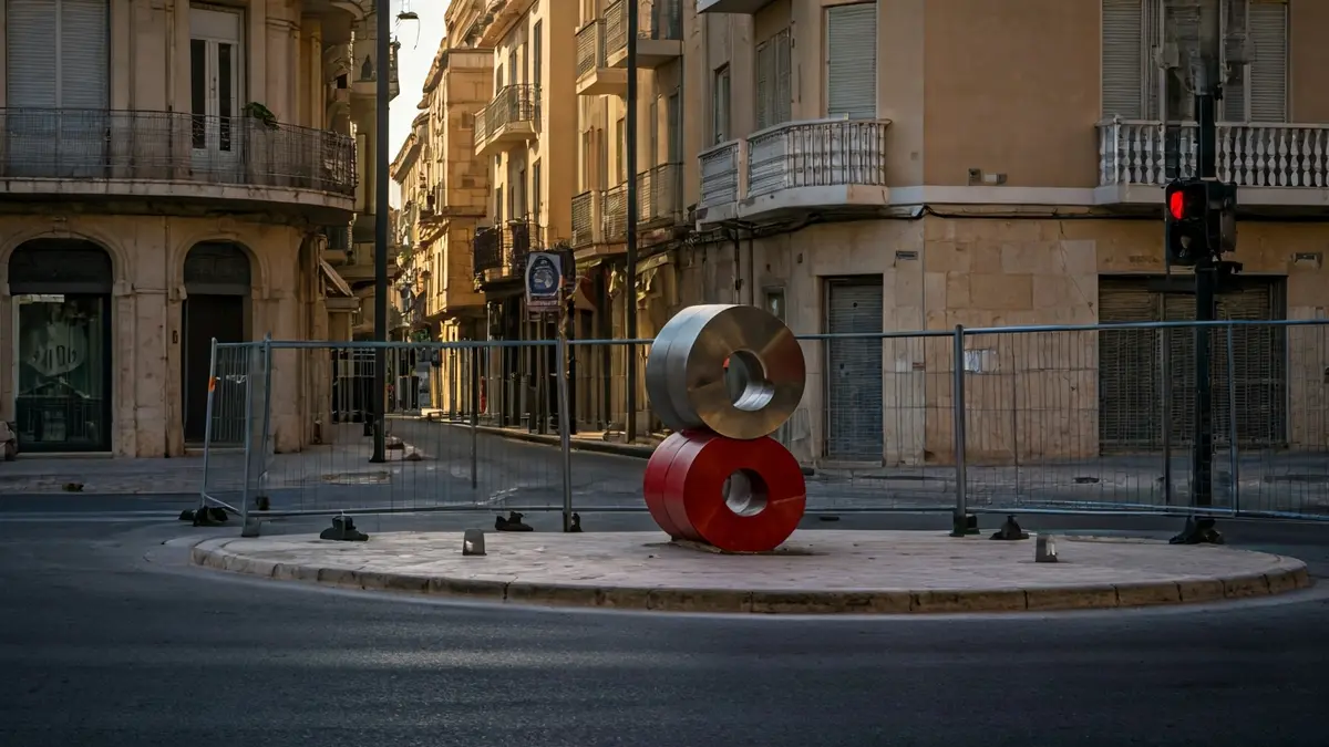 Imatge de l'escultura 'Dragó de Jaume I' de Salvador Soria, recentment reinstal·lada en un carrer d'Elx.