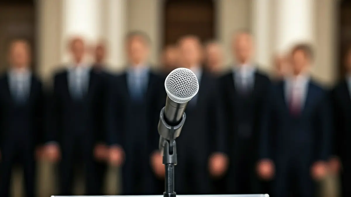 Generic image of a microphone on a podium, representing a press conference or official statement.