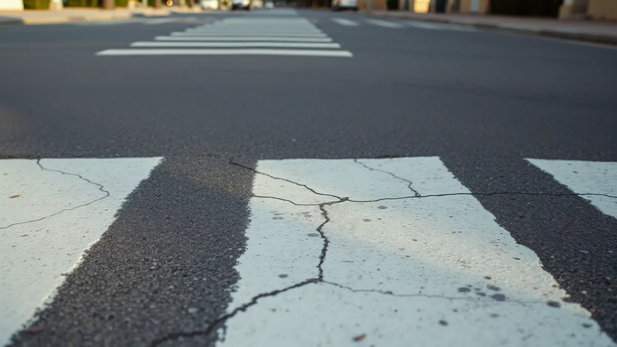 Imatge genèrica d'un pas de vianants desgastat en una ciutat mediterrània.