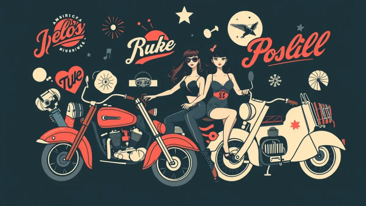 Image evoking Leviathan's artistic style, with elements of 1950s and 1960s rock and roll culture.