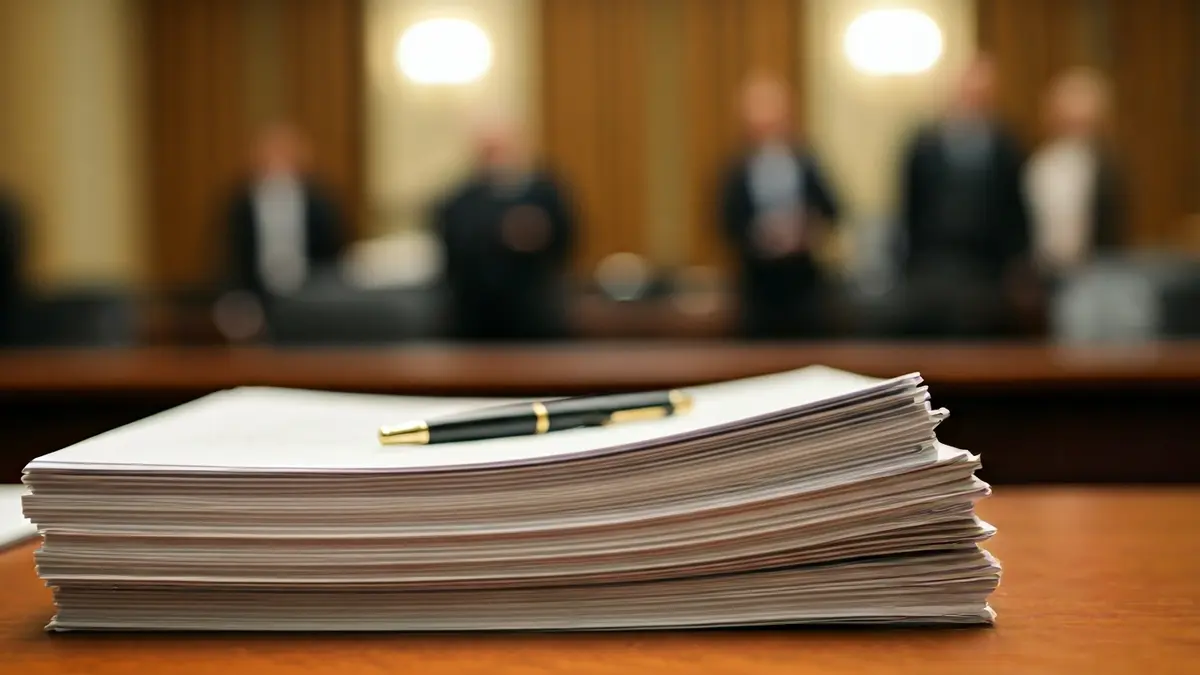 Generic image of official documents and a pen on a desk, symbolizing asset declarations.